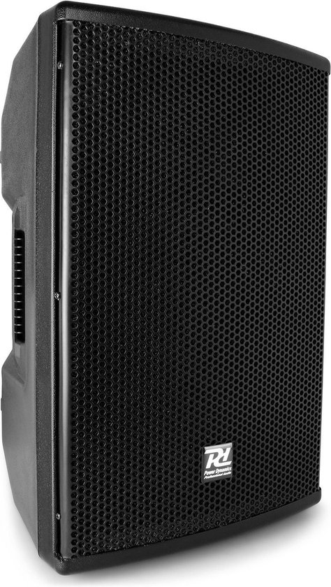 Zwarte fullrange speaker met metalen grill en Power Dynamics logo.