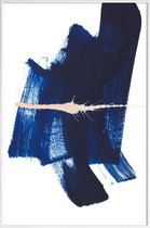 JUNIQE - Poster met kunststof lijst Donkerblauw - abstract -13x18