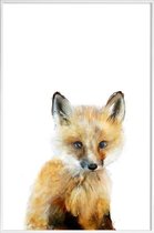JUNIQE - Poster met kunststof lijst Vosje illustratie -13x18 /Bruin &