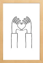 JUNIQE - Poster in houten lijst Heart You -60x90 /Wit & Zwart