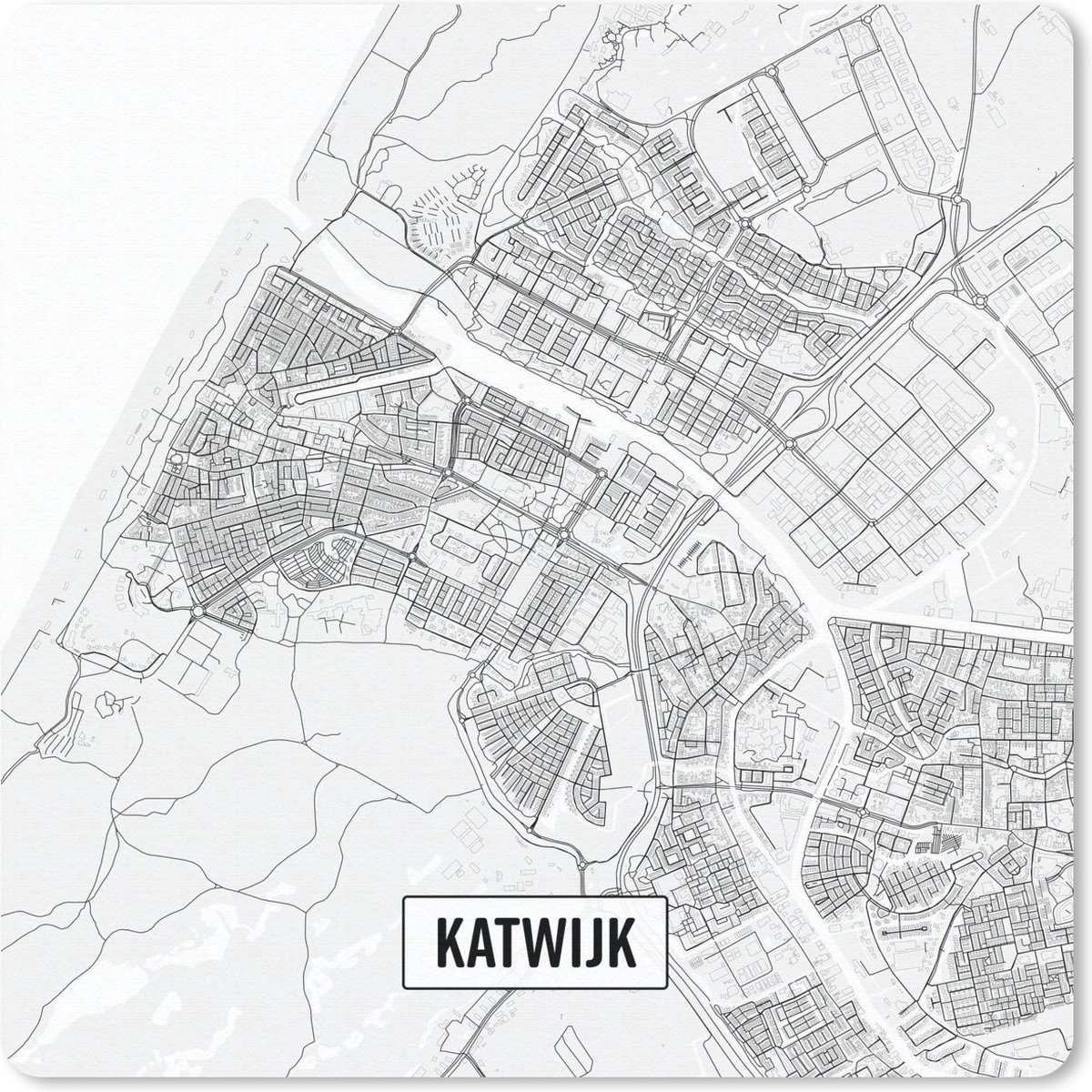 Muismat 20x20 cm - Mousepad Stadskaart Katwijk - Muismatten