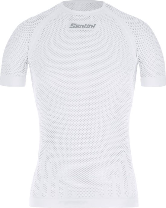 Santini Ondershirt korte mouwen Wit Heren - Rete Ergo-Fit Seamlees Base Layer T-Shirt White - XL/XXL