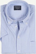 Steppin' Out Spring 2021  Seersucker Short Sleeve Shirt Mannen - Regular Fit - Katoen - Blauw (XL)