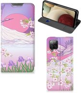 Smartphone Hoesje Cadeautjes voor Vrouwen Geschikt voor Samsung Galaxy A12 Book Style Case Bird Flying