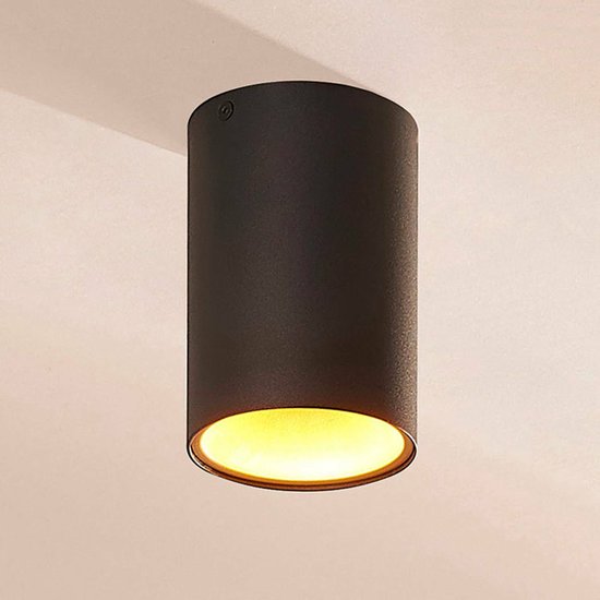 Arcchio - plafondlamp - 1licht - Aluminium - H: 14 cm - GU10 - zwart, goud