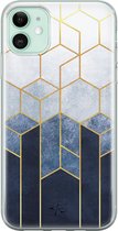 iPhone 11 hoesje - Geometrisch fade art - Soft Case Telefoonhoesje - Print - Blauw