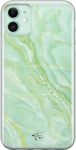 iPhone 11 hoesje - Marmer Limegroen - Soft Case Telefoonhoesje - Marmer - Groen