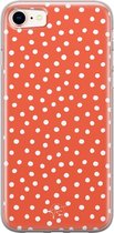 iPhone SE 2020 hoesje - Oranje stippen - Soft Case Telefoonhoesje - Gestipt - Oranje