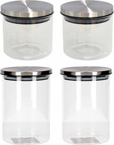 Set van 4 stuks glazen transparante voorraadbussen/voorraadpotten met deksel 450ml/650ml - Bewaren/opbergen in de keuken