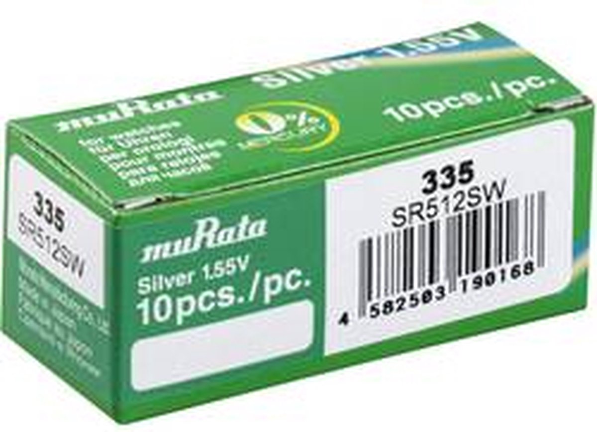 Murata SR512SW-PBWW 335 Knoopcel Zilveroxide 1.55 V 8.3 mAh 10 stuk(s)
