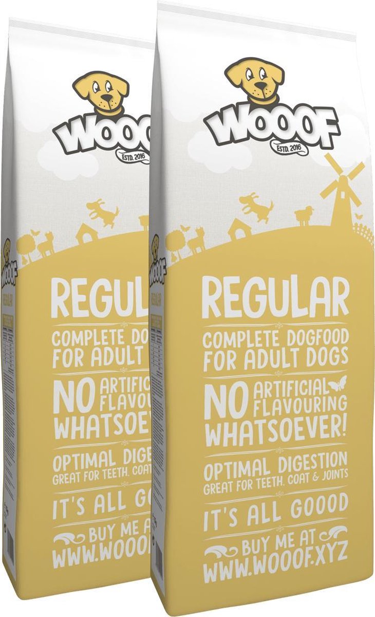 WOOOF regular 36KG - Geperst hondenvoer - Geperste hondenbrokken - Droogvoer - 36KG - Wooof