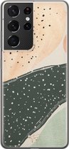 Samsung Galaxy S21 Ultra siliconen hoesje - Abstract peach - Soft Case Telefoonhoesje - Multi - Print