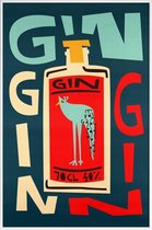 JUNIQE - Poster in kunststof lijst Gin Gin Gin -20x30 /Rood