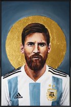 JUNIQE - Poster i kunststof lijst Football Icon - Lionel Messi -30x45