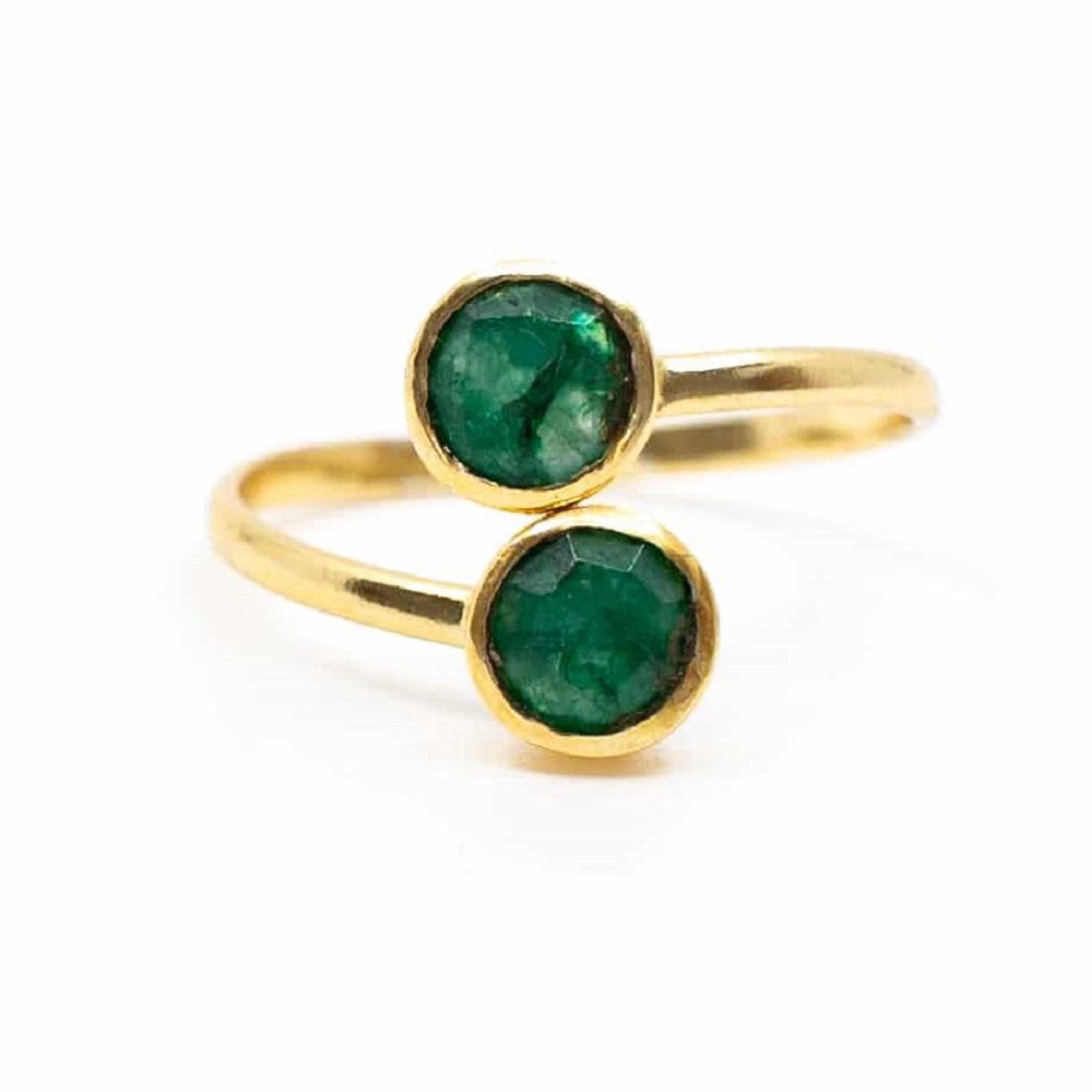 Geboortesteen Ring Smaragd Mei – 925 Zilver & Verguld – Verstelbaar