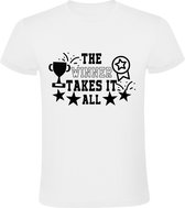 The winner takes it all Heren t-shirt | winaar | geslaagd | grappig | cadeau | Wit