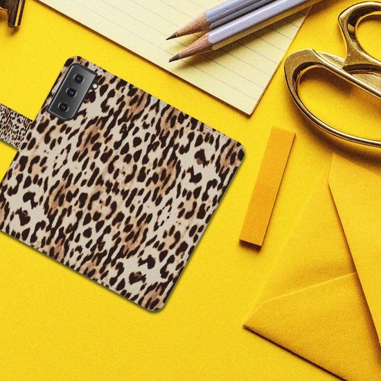 Cuir PU Premium Housse Portefeuille Coque pour Samsung Galaxy S21 Coque Téléphone Léopard