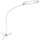 LED Klemlamp - Igory Arona - 7W - Natuurlijk Wit 4000K - Rond - Mat Wit - Kunststof