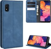 Voor Galaxy A10e Retro-skin Business magnetische zuignap Case met houder & kaartsleuven & portemonnee (donkerblauw)