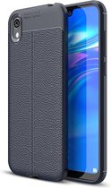 Litchi Texture TPU schokbestendig hoesje voor Huawei Honor 8S (marineblauw)