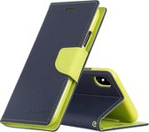 GOOSPERY FANCY DIARY Horizontale Flip Leather Case voor iPhone XS Max, met houder & kaartsleuven & portemonnee (donkerblauw)
