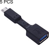 5 stuks micro USB male naar USB 3.0 vrouwelijke OTG-adapter (zwart)