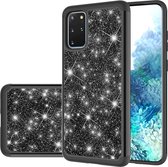 Voor Galaxy S20 Plus Glitterpoeder Contrast Skin Schokbestendig Silicone + PC-beschermhoes (zwart)