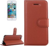 Voor iPhone 5 & 5s & SE Litchi Texture horizontale flip lederen tas met houder & kaartsleuven & portemonnee (bruin)