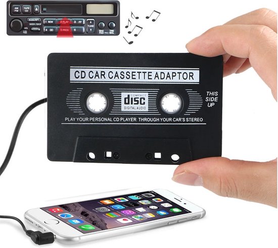 jack plug cd autocassette stereo adapter tapeconverter AUX kabel cd-speler (zwart) | bol.com