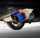 Universele auto styling roestvrij staal gebogen dubbele uitlaat uitlaat staart uitlaat tip pijp (blauw)