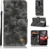 Voor Nokia 5.1 Retro koperen gesp Crazy Horse Horizontale Flip PU lederen tas met houder & kaartsleuven & portemonnee & lanyard (grijs)