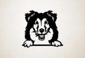 Wanddecoratie - Hond - Sheltie 1 - M - 60x64cm - Zwart - muurdecoratie - Line Art
