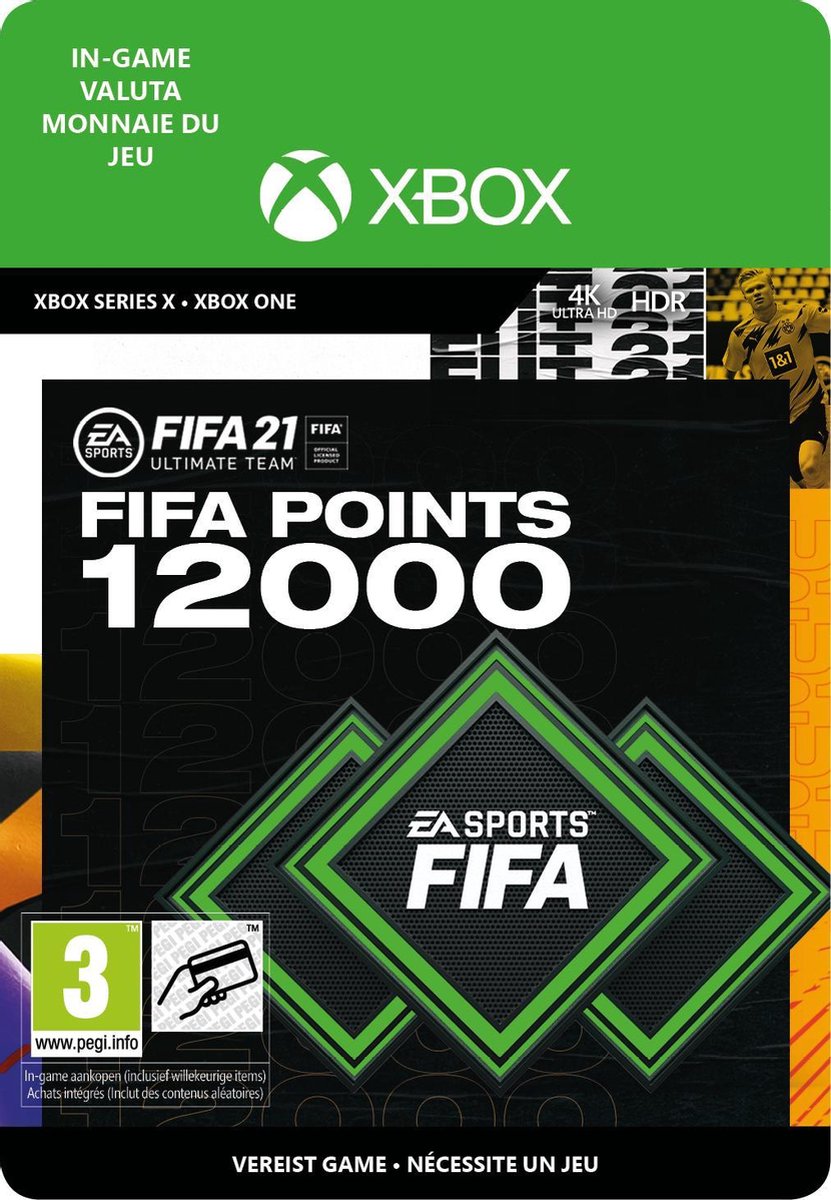 12.000 FUT Punten - FIFA 21 Ultimate Team - In-Game tegoed Xbox One/Series Download - NL