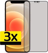 Screenprotector voor iPhone 12 / 12 Pro Privacy Screenprotector Tempered Glass Full Screen - 3 Stuks