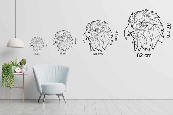 Line Art - Eagle 2 - XS - 27x25cm - Wit - décoration murale géométrique