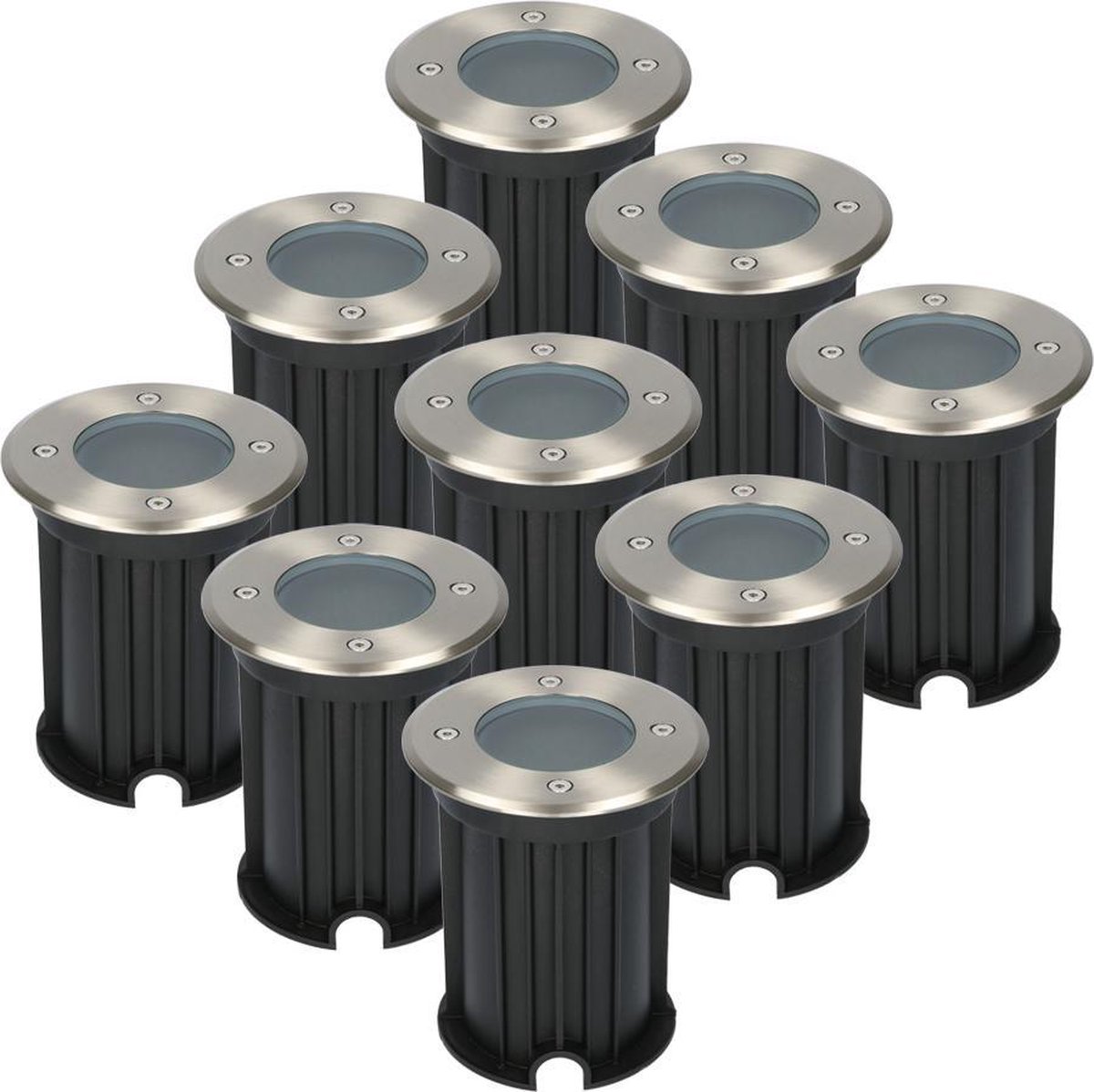 HOFTRONIC 9x HOFTRONIC Maisy - Grondspots LED voor buiten - Rond - RVS - IP65 Waterdicht - Verwisselbare GU10 - Tuinspots en inbouwspots buiten voor in de grond - 3 jaar garantie