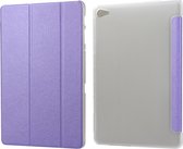 Zijden textuur horizontale flip lederen tas met drievoudige houder voor Huawei M5 Lite 10.1 (paars)