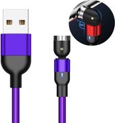 2m 2A uitgang USB nylon gevlochten roterende magnetische oplaadkabel, geen oplaadkop (paars)