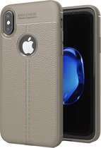 Voor iPhone X / XS Litchi Texture TPU beschermende achterkant van de behuizing (grijs)