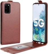 Voor Samsung Galaxy S20 FE 4G / 5G R64 Textuur Enkele Verticale Flip Lederen Beschermhoes met Kaartsleuven & Fotolijst (Bruin)