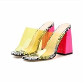 PVC Jelly transparante dames pantoffels hakken sandalen, schoenmaat: 38 (geel)