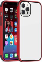 Hoge transparante huidgevoelenserie acryl + TPU schokbestendige beschermhoes voor iPhone 12/12 Pro (rood zwart)