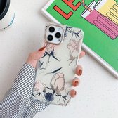 Golden Circle Flower Pattern Dubbelzijdig lamineren TPU Case voor iPhone 11 Pro (Vintage Red Flower)
