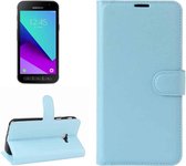 Voor Galaxy Xcover 4 / G390F Litchi Texture Horizontale Flip Leren Case met Kaartsleuven & Portemonnee & Houder (Blauw)