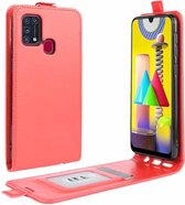 Voor Samsung Galaxy M31 R64 Textuur Enkele Verticale Flip Lederen Beschermhoes met Kaartsleuven & Fotolijst (Rood)