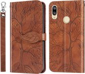 Voor Huawei P smart 2019 Life of Tree Embossing Pattern Horizontale Flip Leather Case met houder & kaartsleuf & portemonnee & fotolijst & Lanyard (bruin)