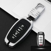 Auto Lichtgevende All-inclusive Zinklegering Sleutel Beschermhoes Sleutel Shell voor Haval C Style Smart 4-knop (Zilver)
