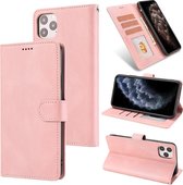 Fantasie Klassiek Huidgevoel Kalfsleer Textuur Magnetische gesp Horizontale Flip PU lederen tas met houder & kaartsleuf & portemonnee voor iPhone 12 Pro Max (roségoud)