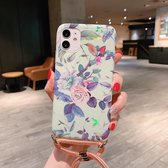 Voor iPhone 11 Laserpatroon Zachte TPU-beschermhoes met schouderriem (roze)