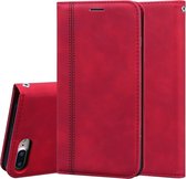 Voor iPhone 8 Plus & 7 Plus Frosted Business Magnetische Horizontale Flip PU lederen tas met houder & kaartsleuf & lanyard (rood)